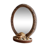 Miroir coquillages ovale à poser de table vintage