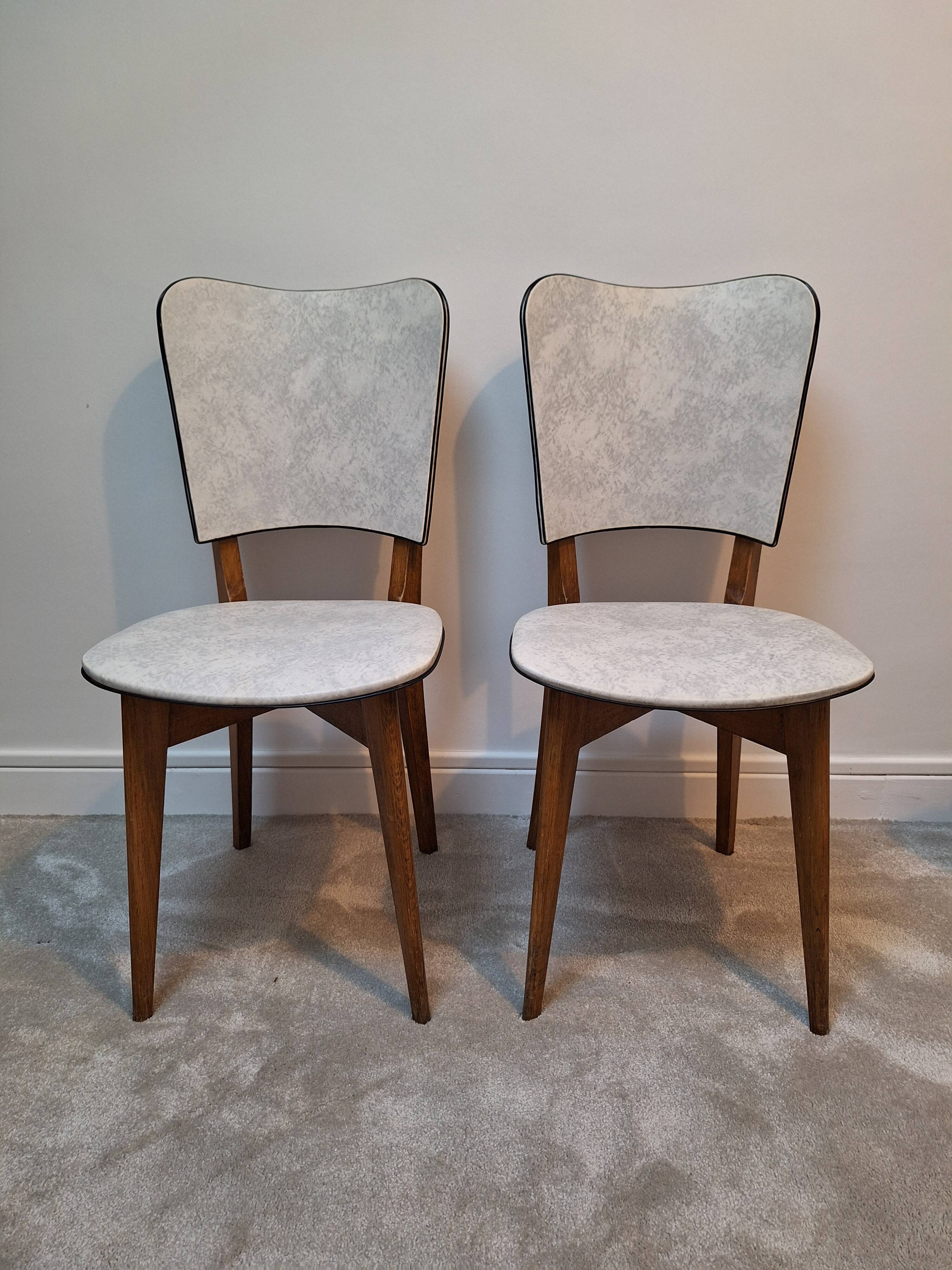 Chaises Vintage Skaï Marbre
