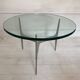 Knut HESTERBERG Round coffee table in glass and polished aluminium