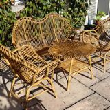 rattan and bamboo lounge set, Italy, 1960s, attributed to Franco Albini