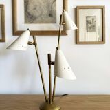 Italian three-headed brass lamp, 50s design