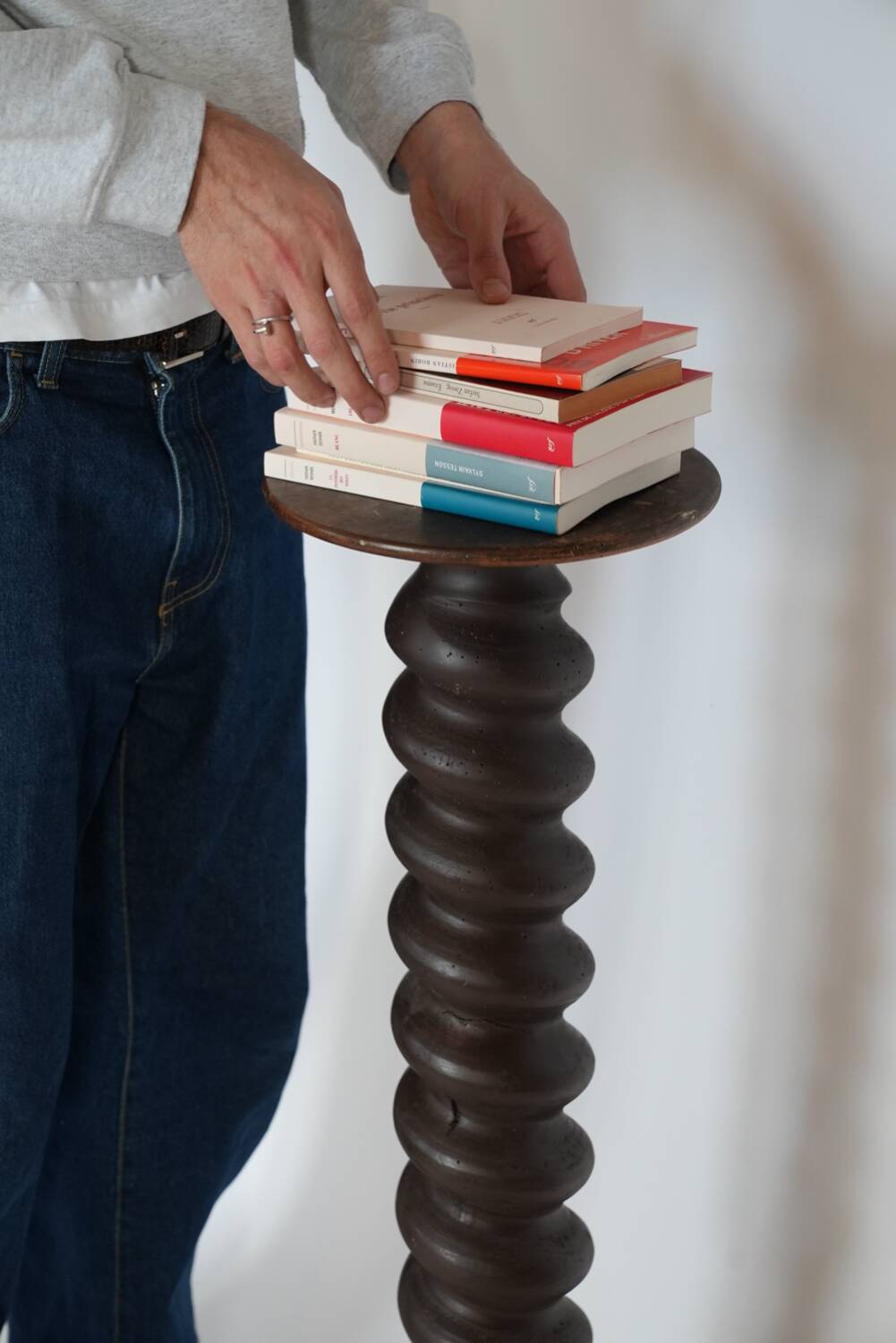 Turned wooden pedestal