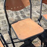 Set of 3 vintage metal and wood chairs – Industrial design