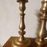 Duo of brass candle holders