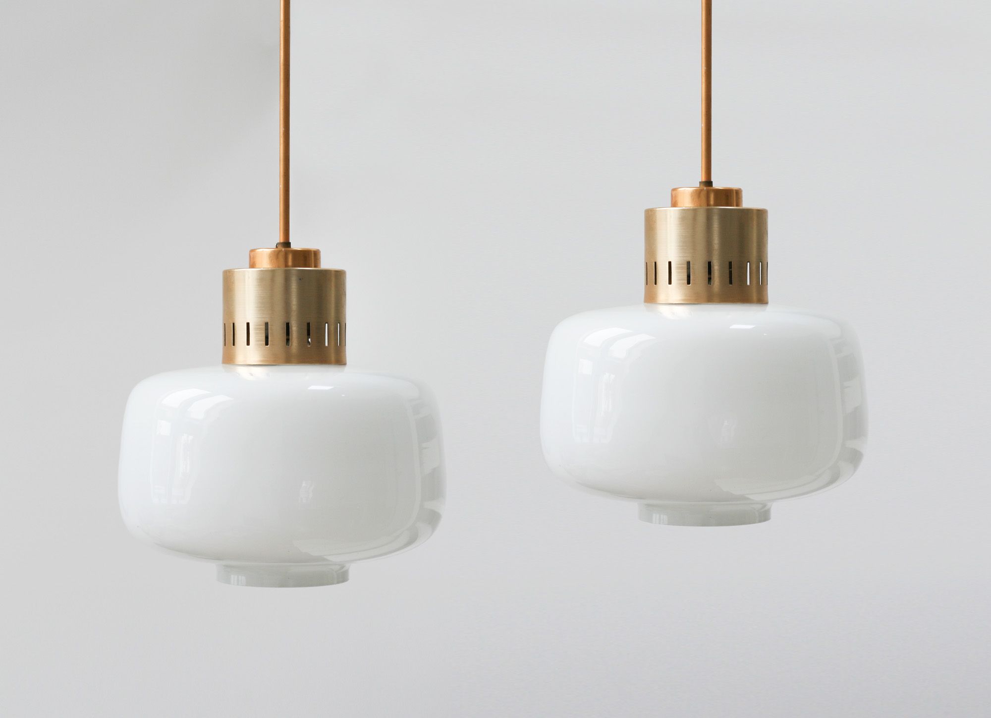 Pair of vintage opaline glass pendant lamp from Sijaj, 1960s