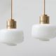 Pair of vintage opaline glass pendant lamp from Sijaj, 1960s