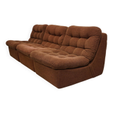 Vintage Brown German 3-seat Modular Design Sofa Boucle, 1970s