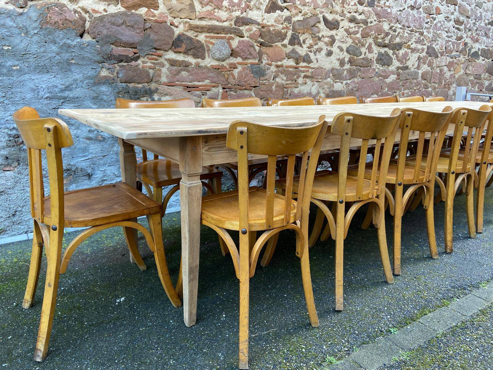 Incredible 400 cm farm table in fir 1900 brasserie natural raw wood
