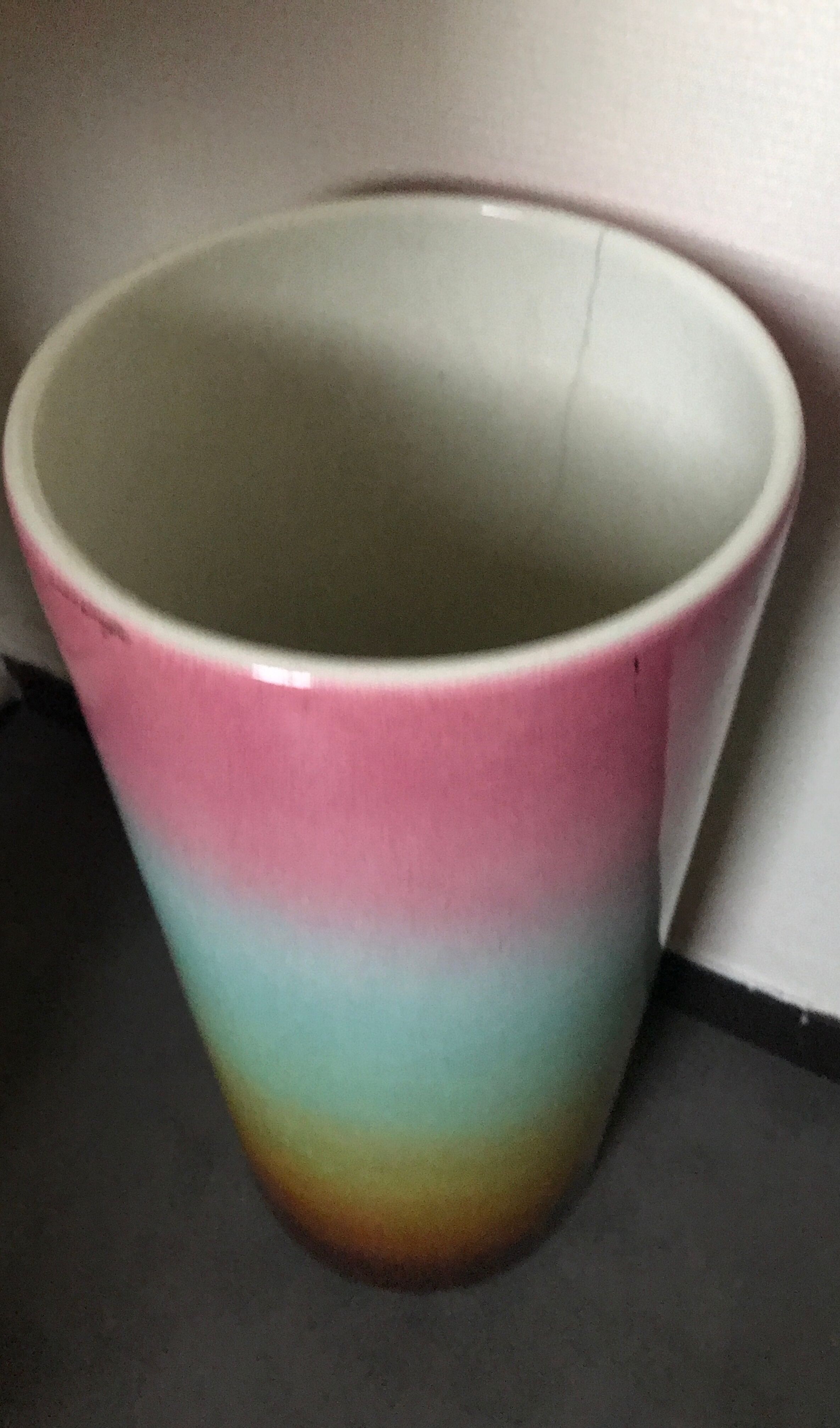 Umbrella door large vase in multicolor earthenware