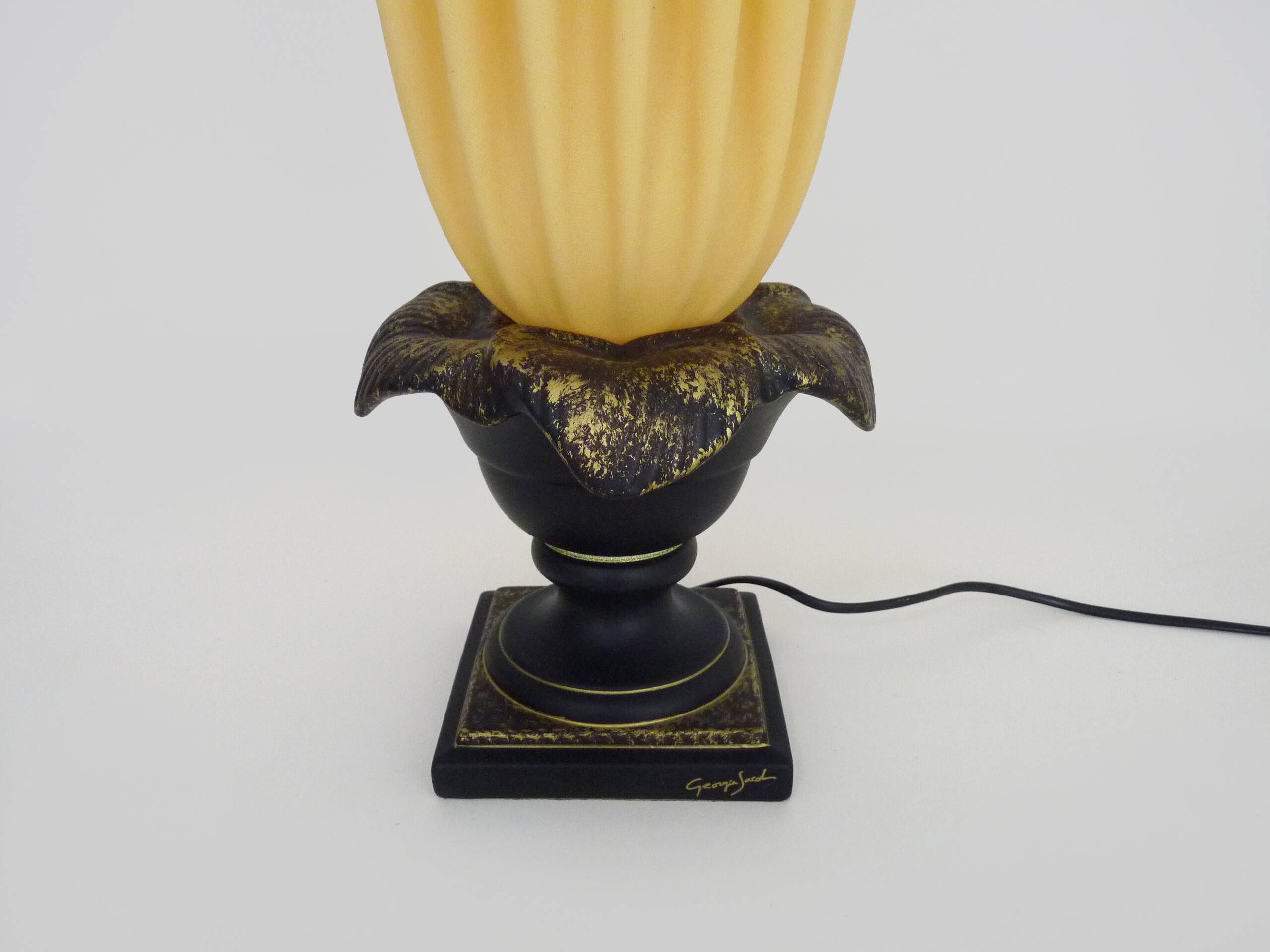 Georgia Jacob gold leaf Flaming Torch table lamp. France 70s