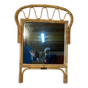 Miroir vintage en rotin année 1960