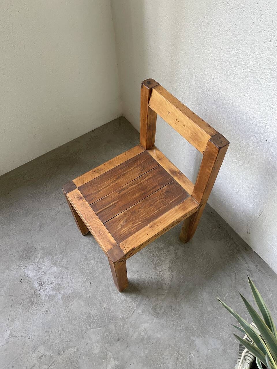 Brutalist pine chair