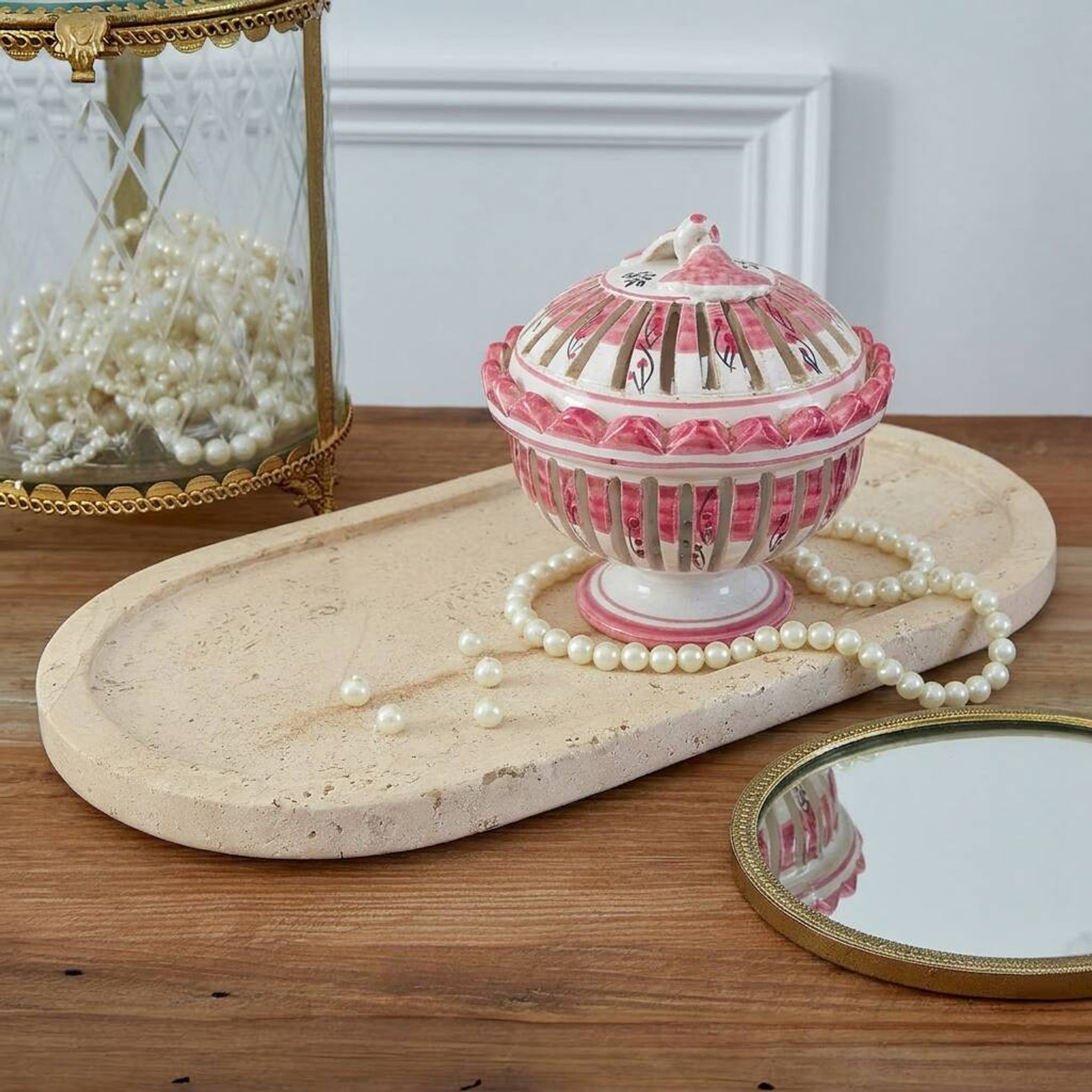 Vintage pierced porcelain bonbonnière