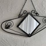 French Art Deco wrought iron mirror, 1930s