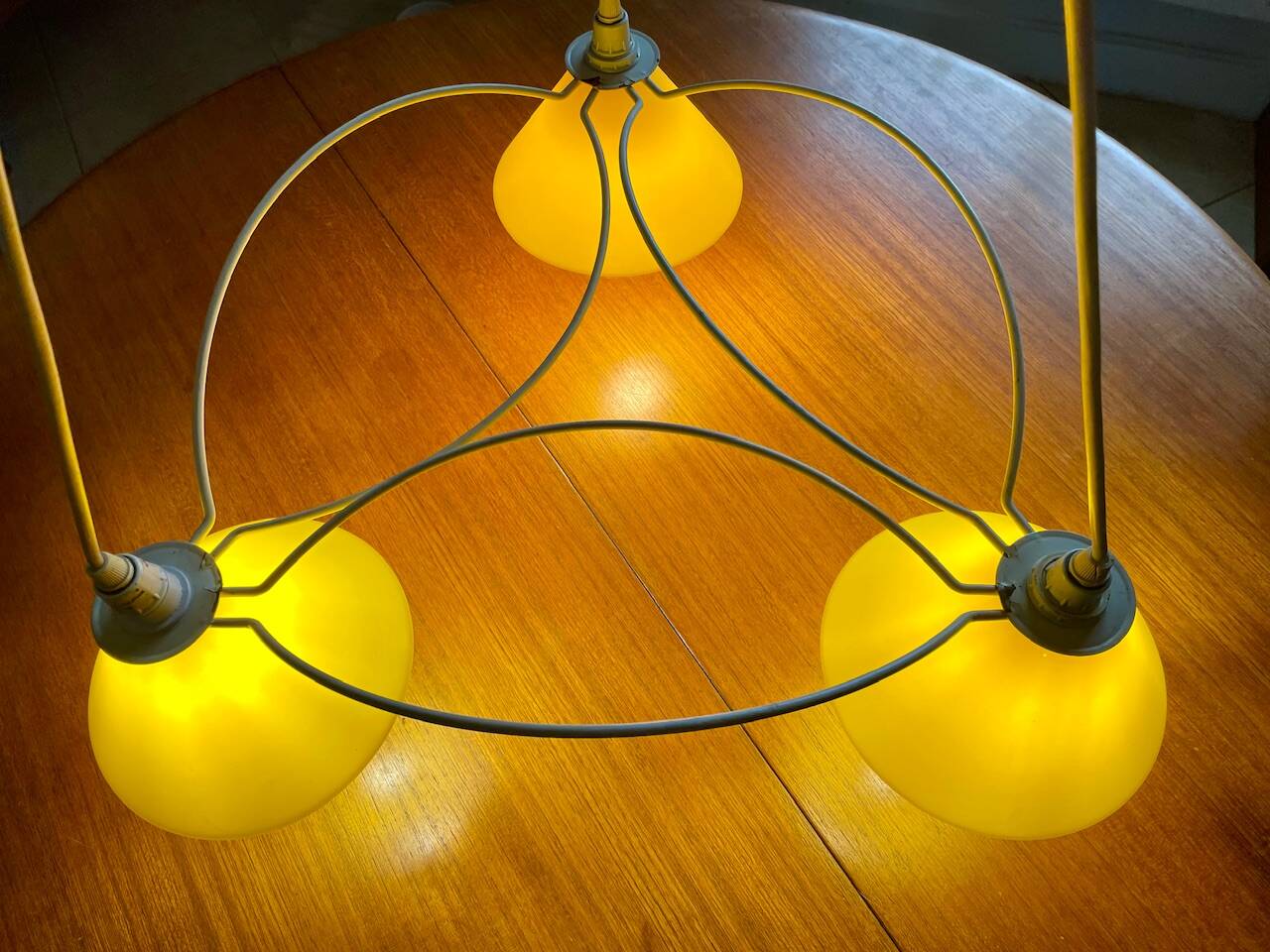 Vintage 3-light pendant light by Le Dauphin circa 1980s
