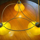 Vintage 3-light pendant light by Le Dauphin circa 1980s