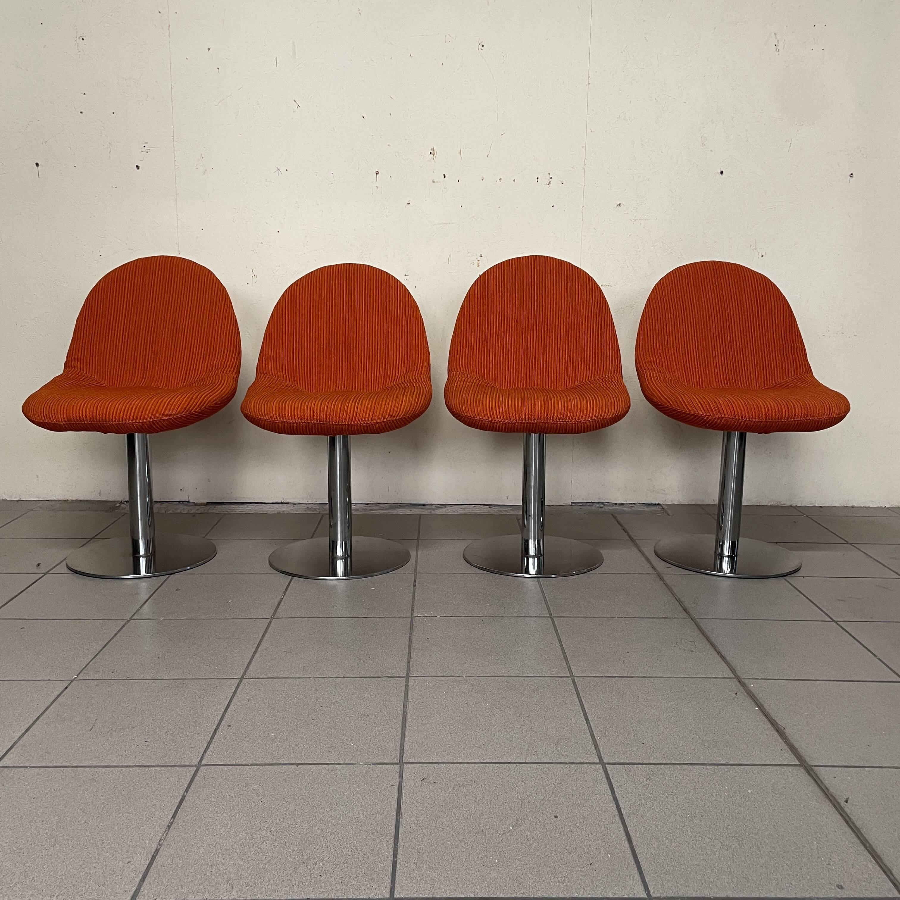 Set di 4 sedie Space Age in metallo e tessuto, anni '70