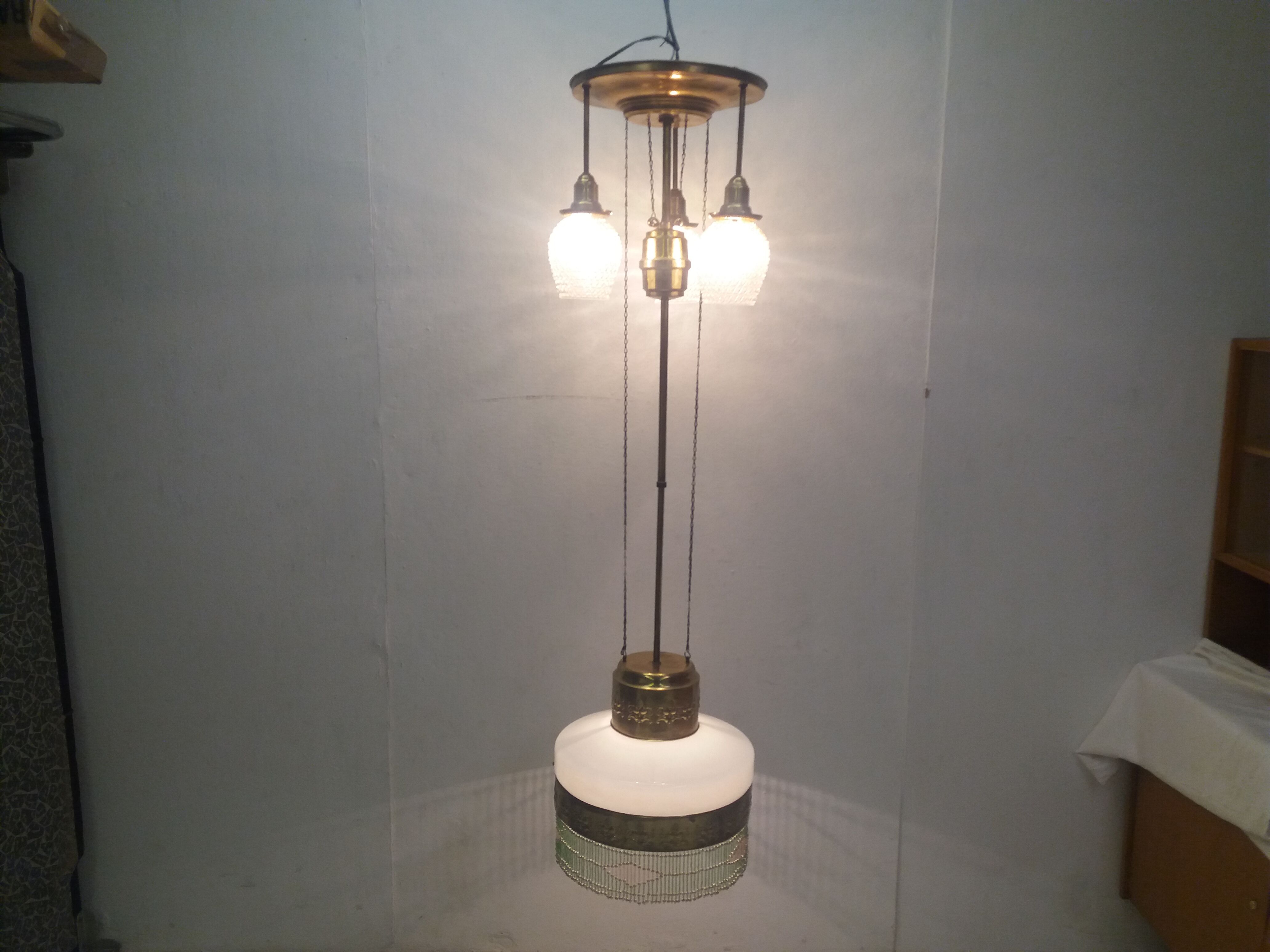 1910 Art Nouveau pull-out chandelier, Czechoslovakia