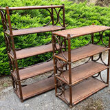 Old bookcase / bamboo shelf / dark rattan h 100 cm