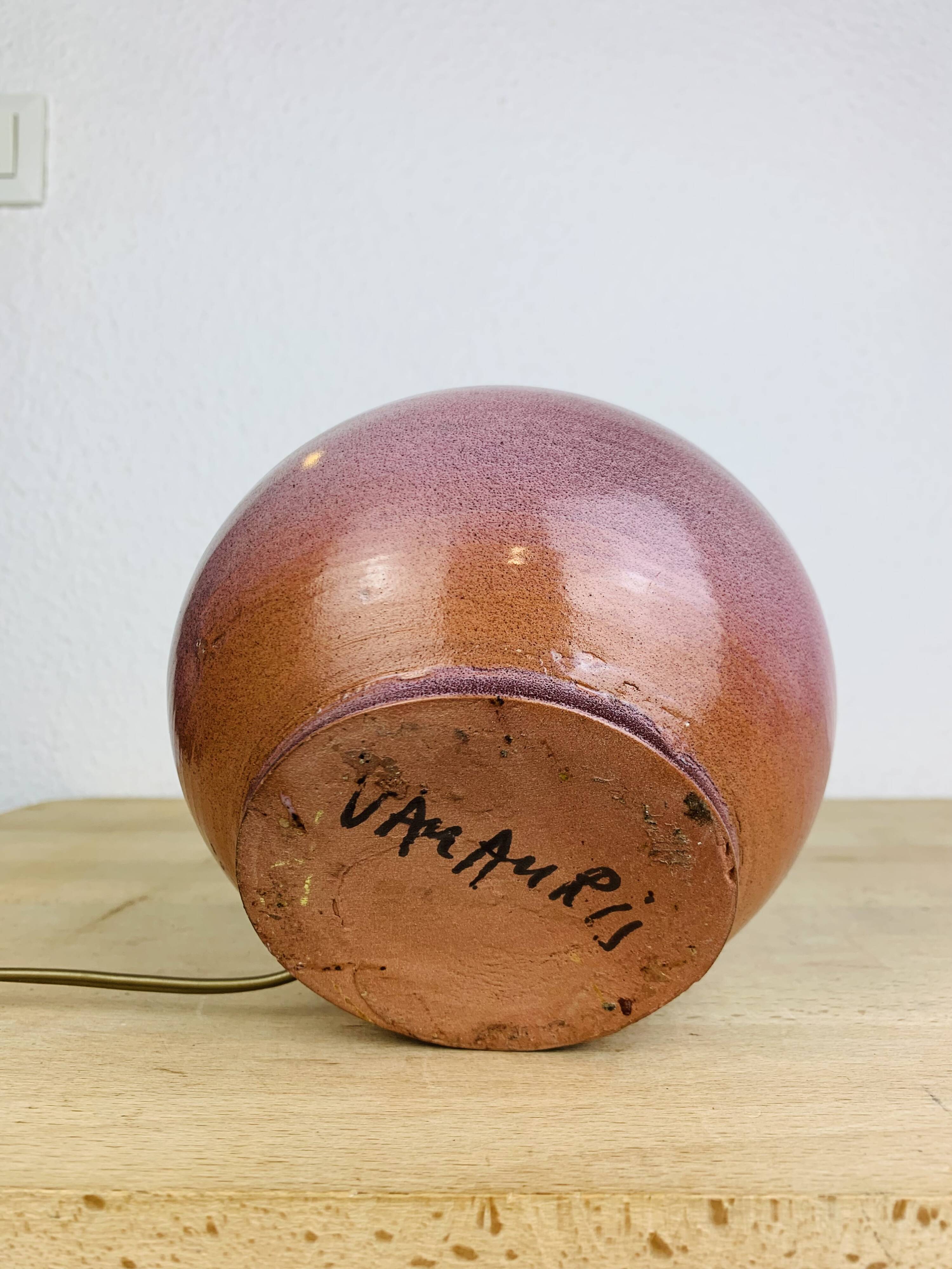 Pink ceramic ball lamp Vallauris, 60s, vintage