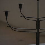 Brutalist Scandinavian candlestick in wrought iron and metal from the mid-20th century.