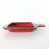 beurrier en grès émaillé rouge