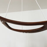 Teakwood and raffia bast cascading lamp by Rispal