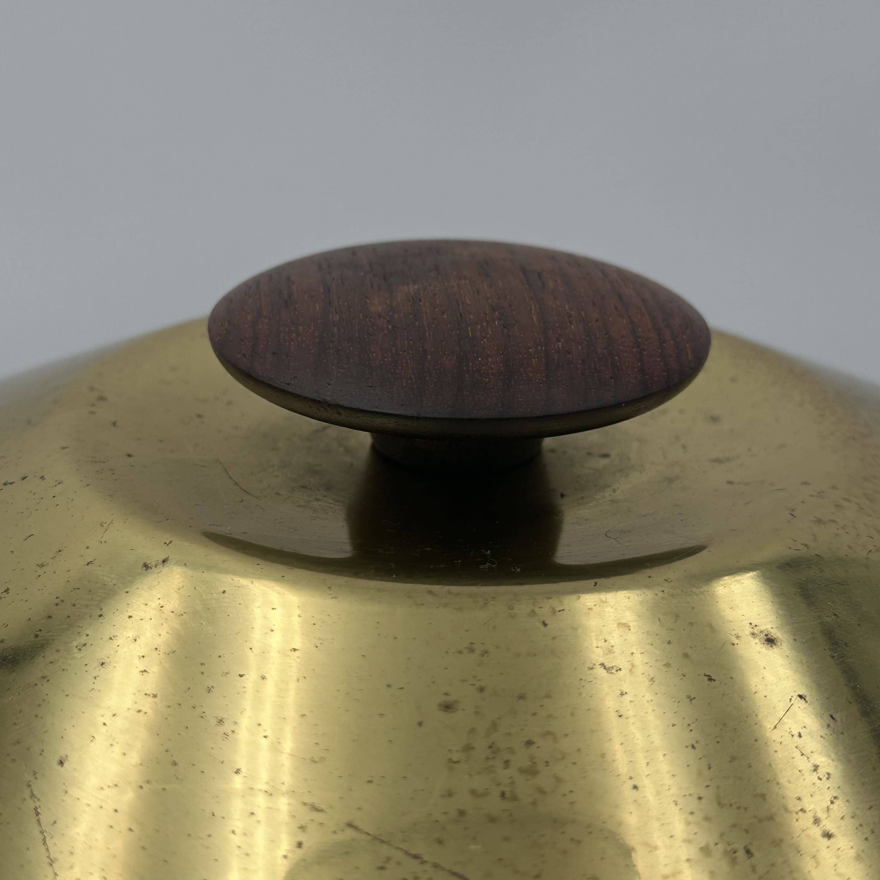 Green Leather and Brass Curved Handle Ice Bucket. Italian Work. V