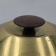 Green Leather and Brass Curved Handle Ice Bucket. Italian Work. V