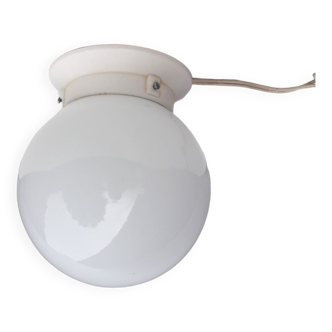 Vintage ceiling lamp - White opaline globe - 1970