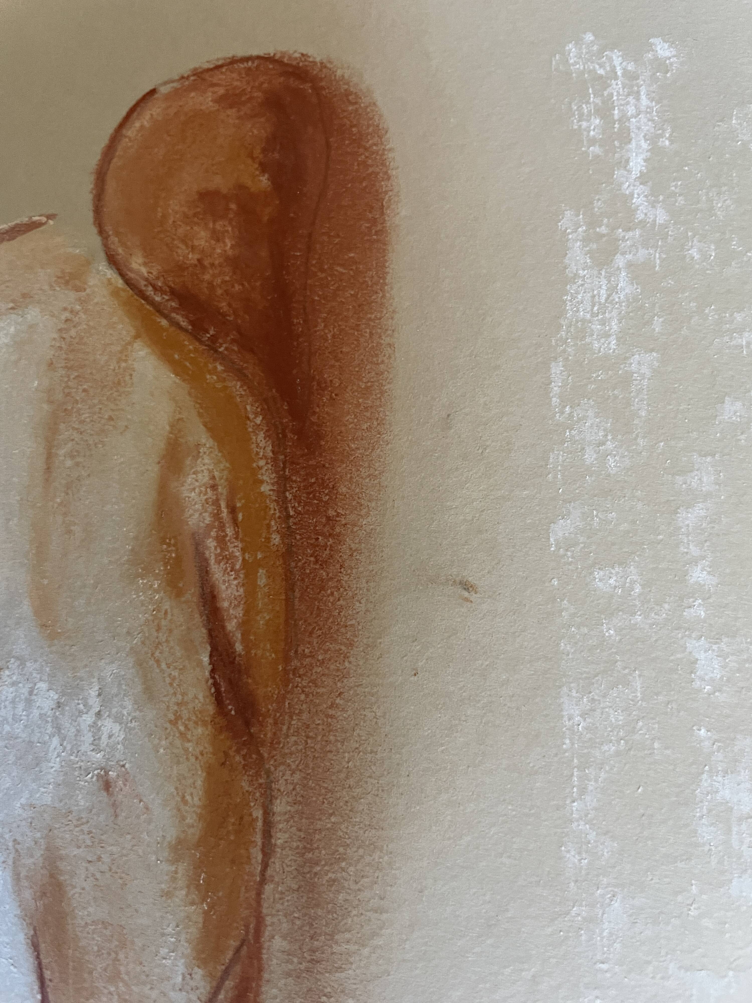 Signed pastel painting of a woman "light at the exit of the bath"