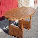 Antique wood table, dining table, oval table, living room, kitchen, countryside