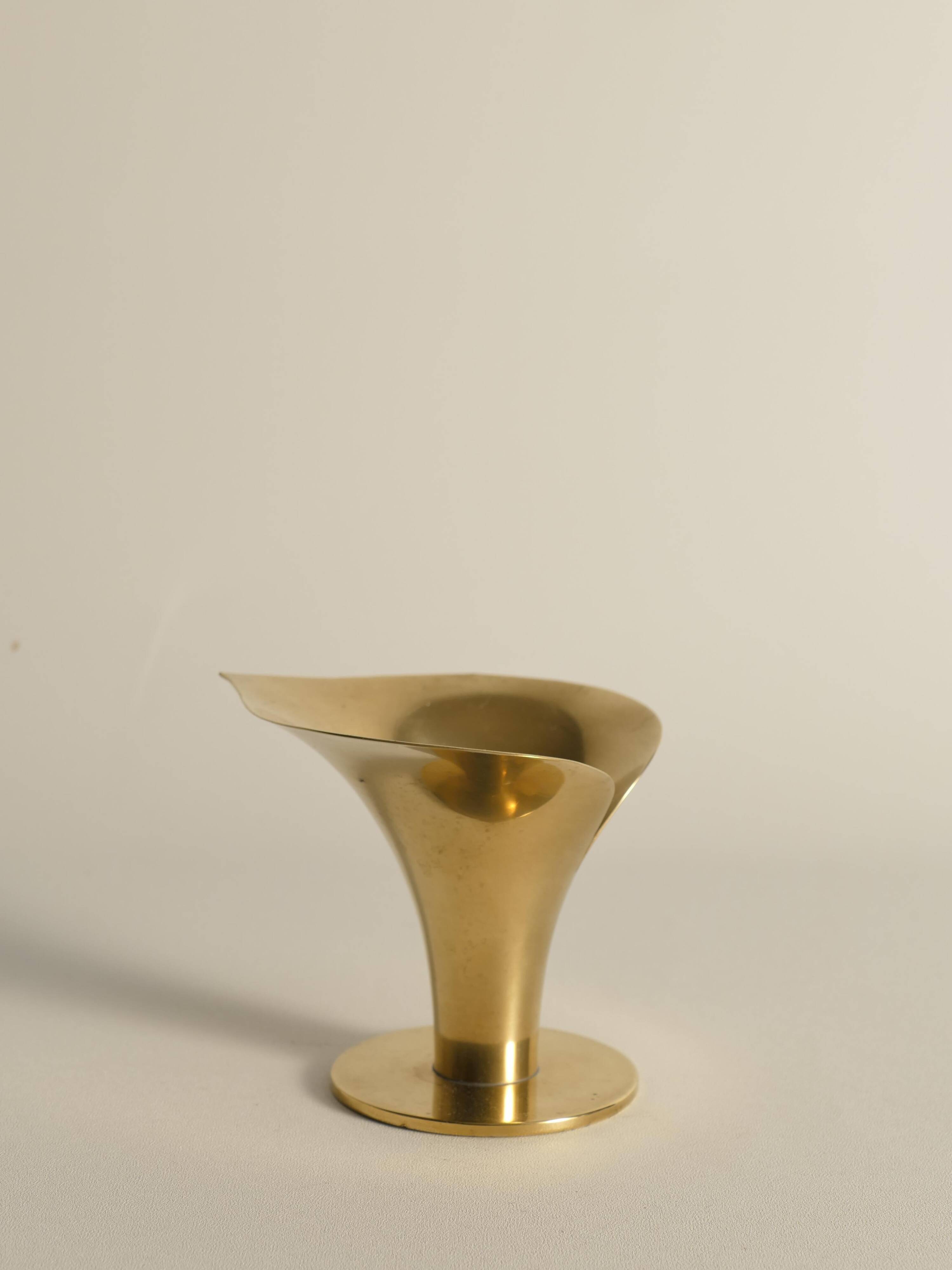 Art Deco Brass Calla Lily Candle Holder by Carl-Einar Borgström for Ystad-Metall