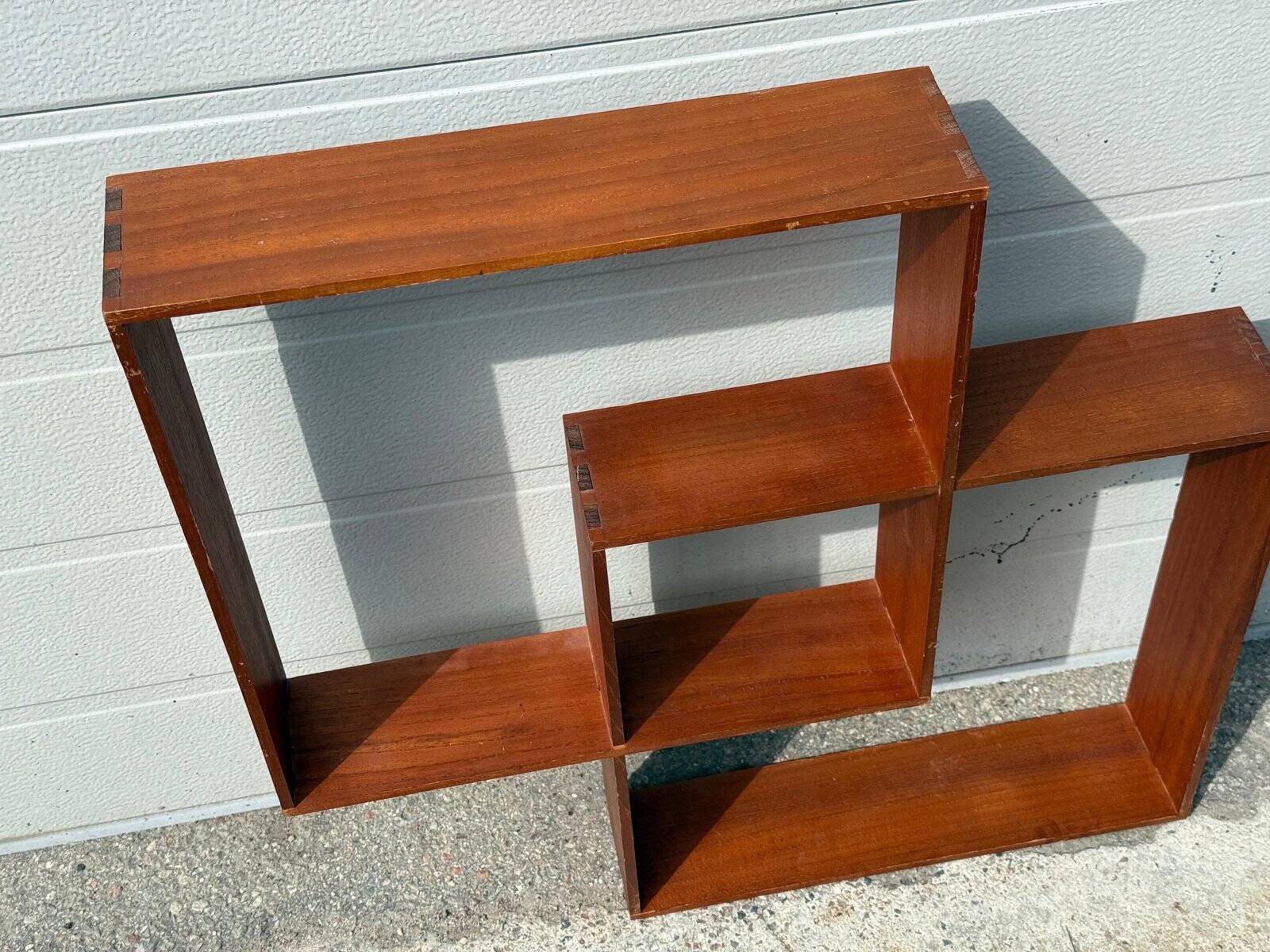 Danish sculptural teak shelf, 1968