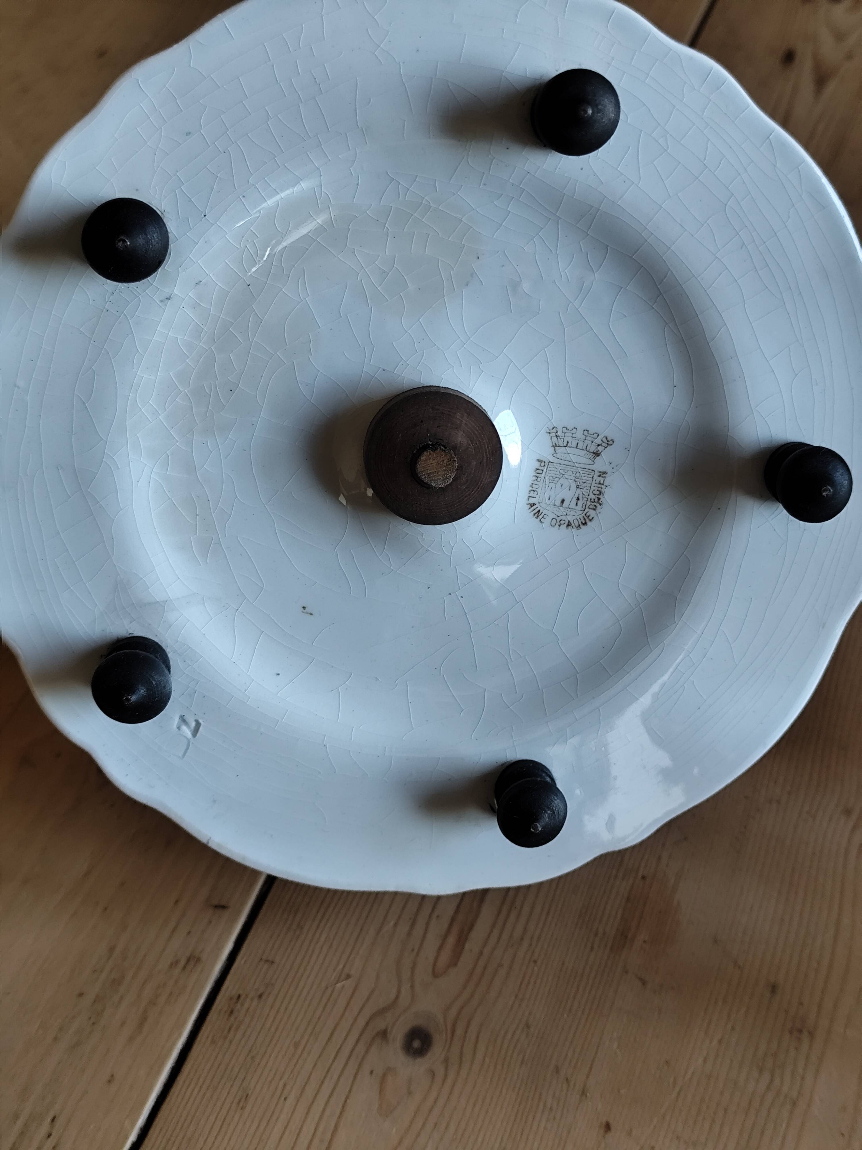 Serviteur de table 1900, 5 récipients pour huile vinaigre condiments  Gien