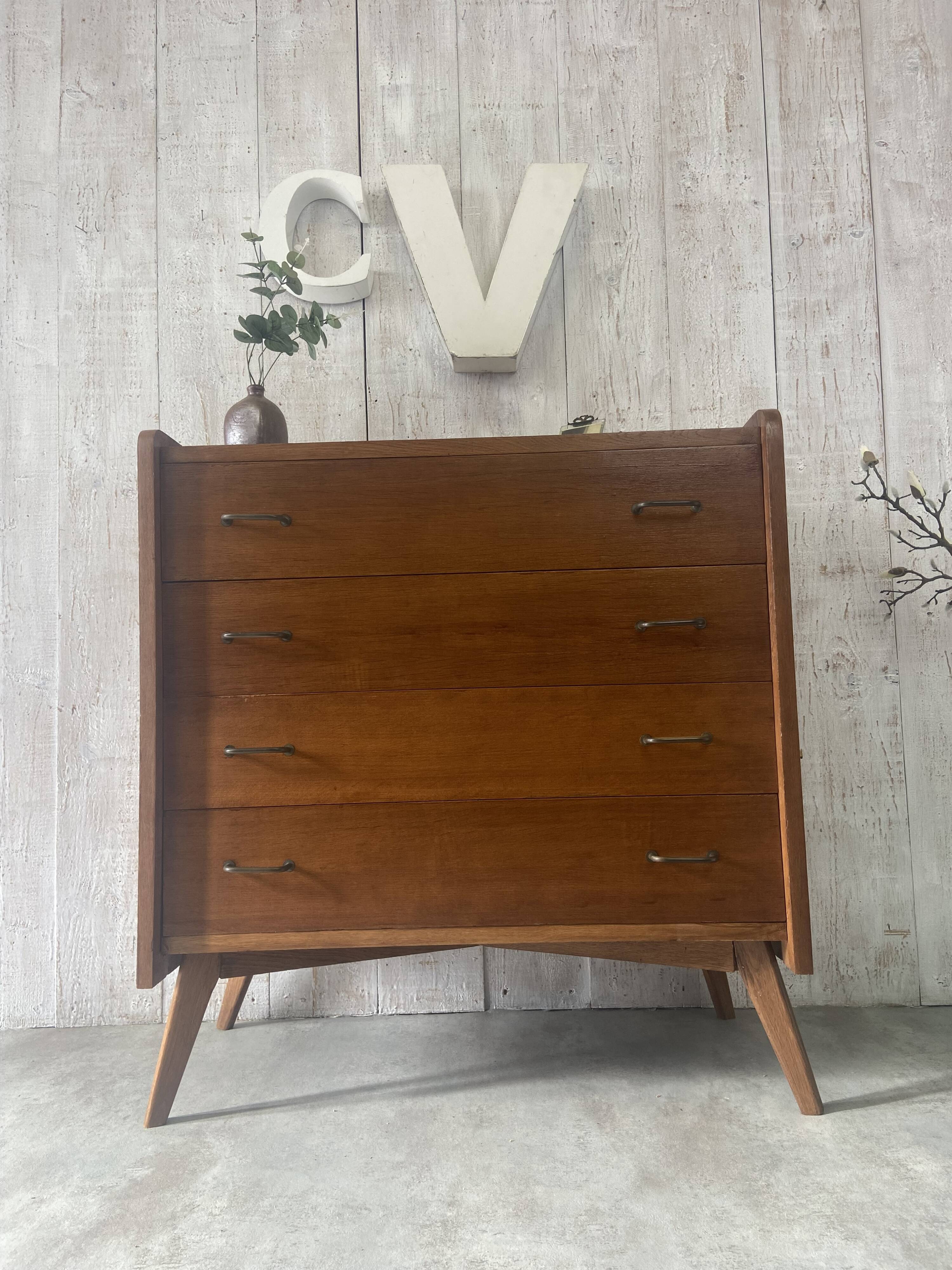 Vintage chest of drawers with tapered legs