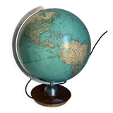 Vintage 1960s JRO Verlag globe, wood and PVC world map - 43 cm