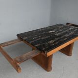 Table de salle à manger 1940 palissandre plateau en portor