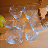 Set of 7 chiseled vintage glasses