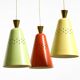 Beautiful large original mid-century 3-arm colorful bag ceiling lamp