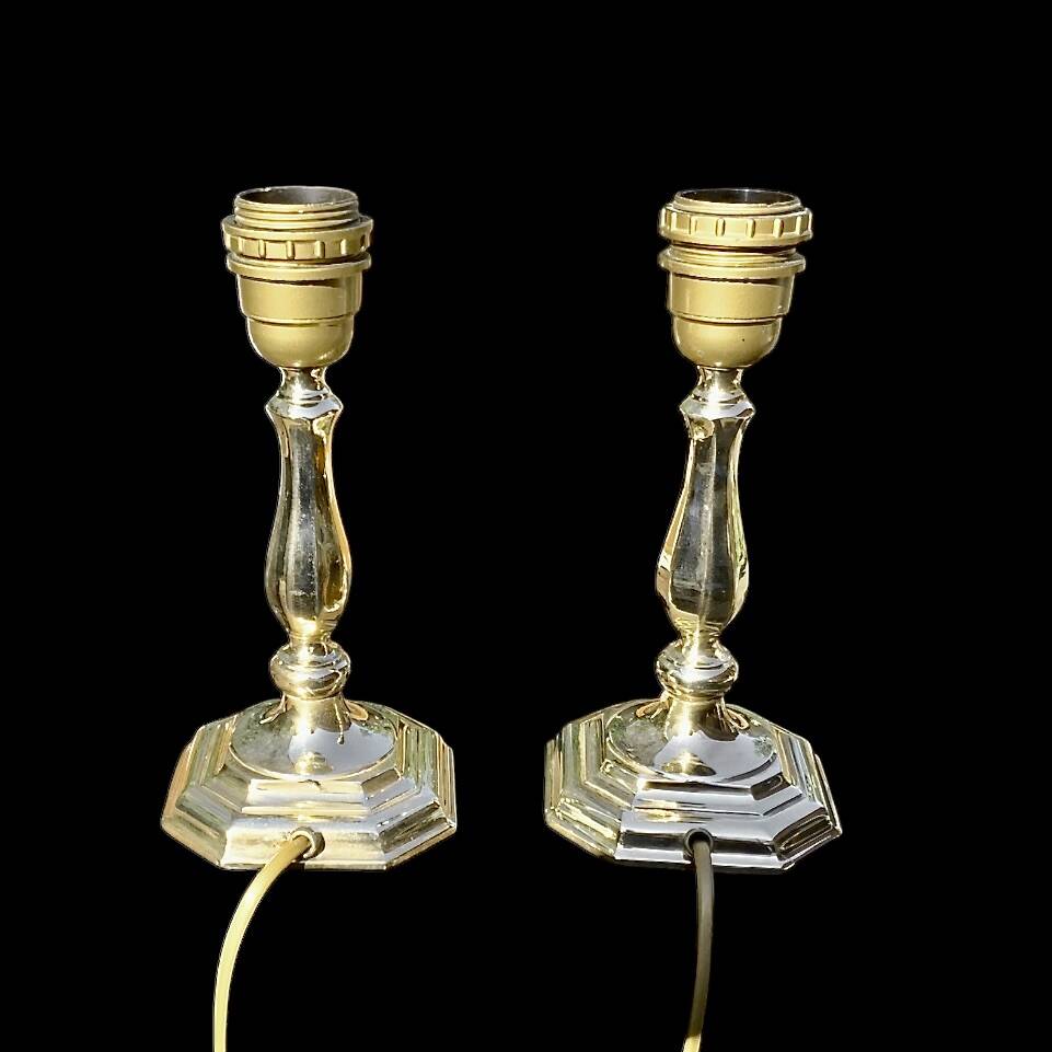Paire de lampes d’appoint en laiton doré – Massive – années 80