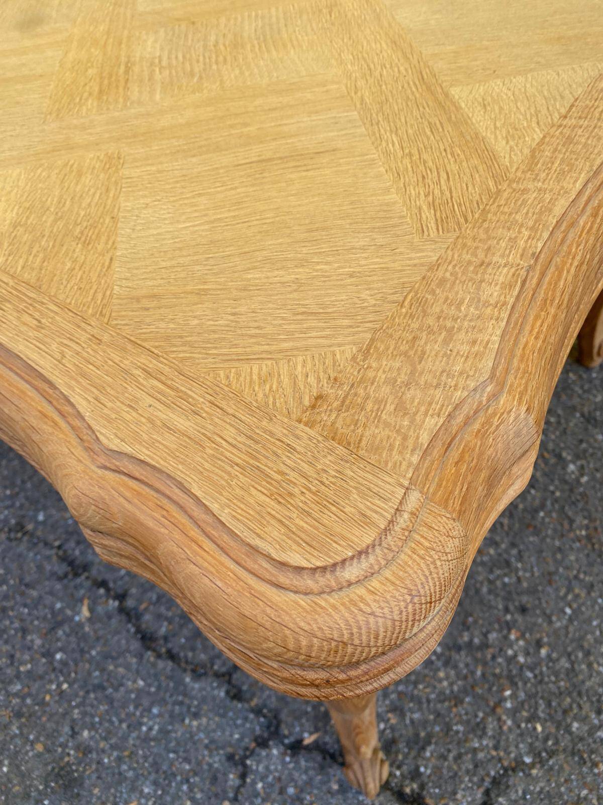 Large Louis XV dining table stripped in solid oak 1960 260cm