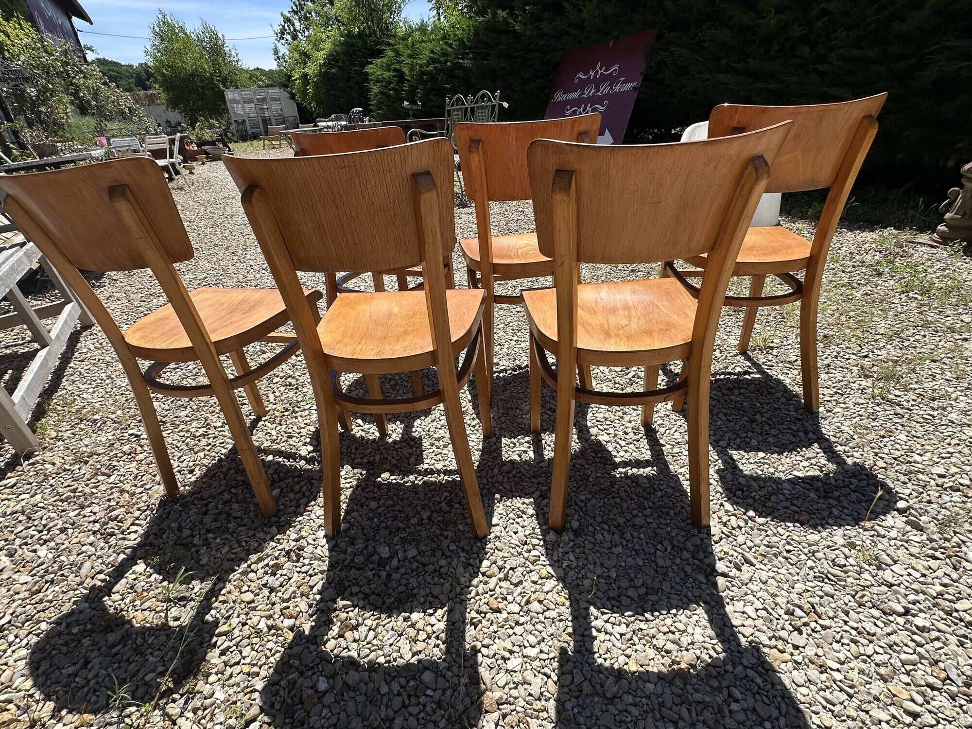 Lot de 6 chaises Bistrot Thonet vintage en bois 1960'S
