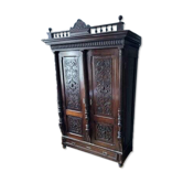 Antique Style Baroque Revival Carved Oak Wardrobe