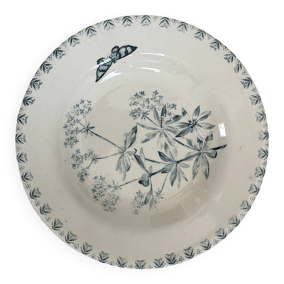Assiette creuse en terre de fer décor papillon modèle Valius