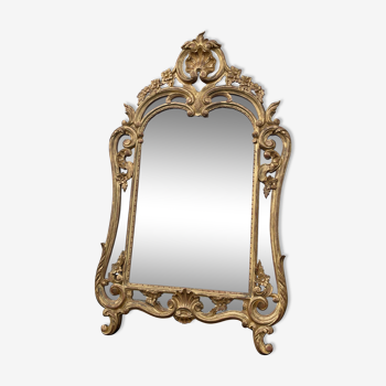 20th century gilded wood mirror with closed lenses h120 x l71