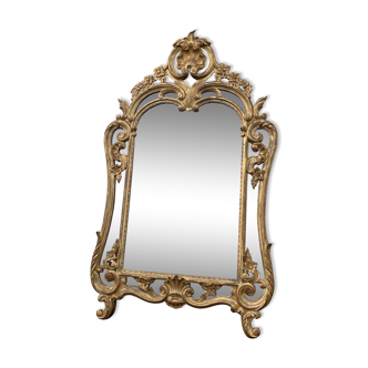 20th century gilded wood mirror with closed lenses h120 x l71