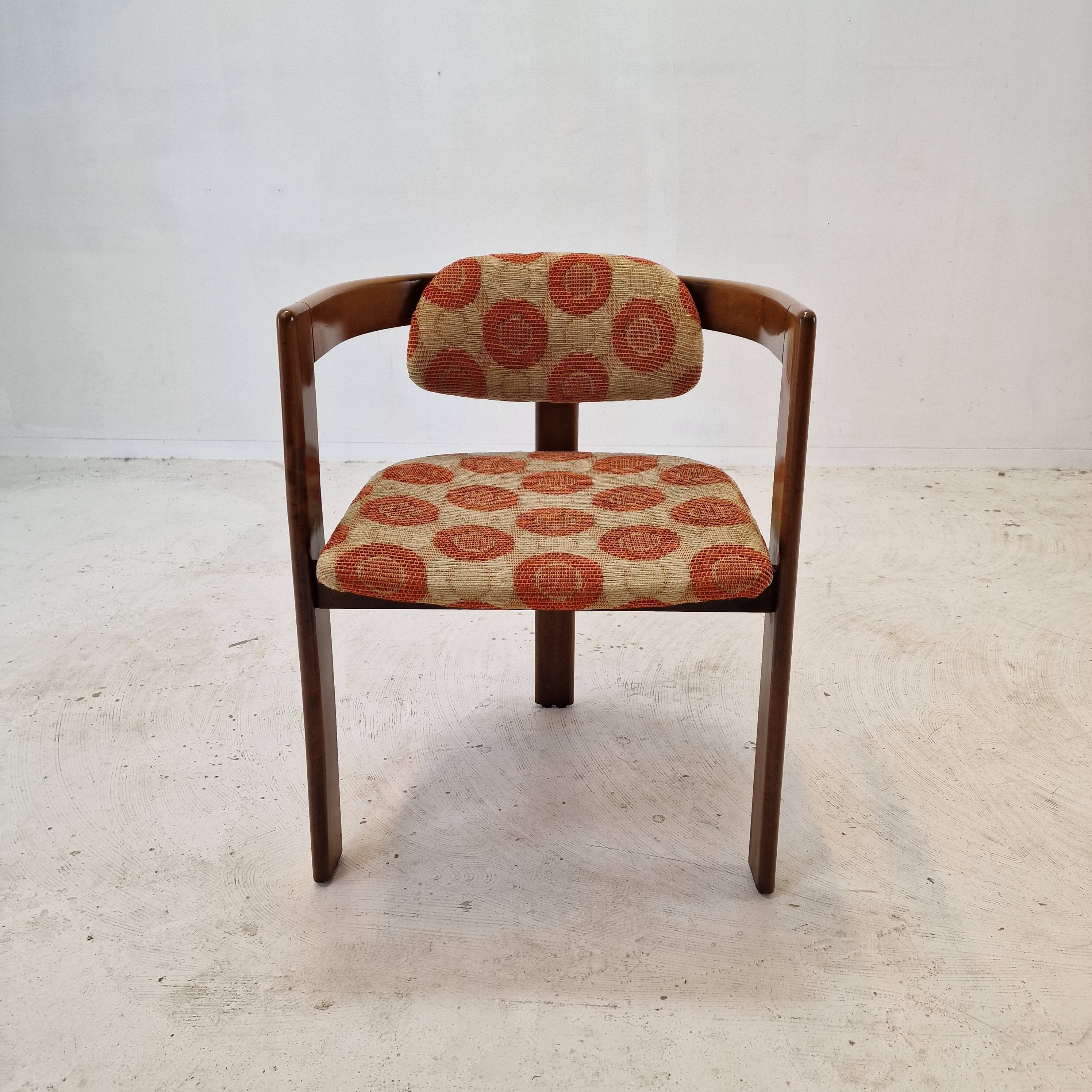 Set of 6 Italian Wooden Armchairs, 1960's