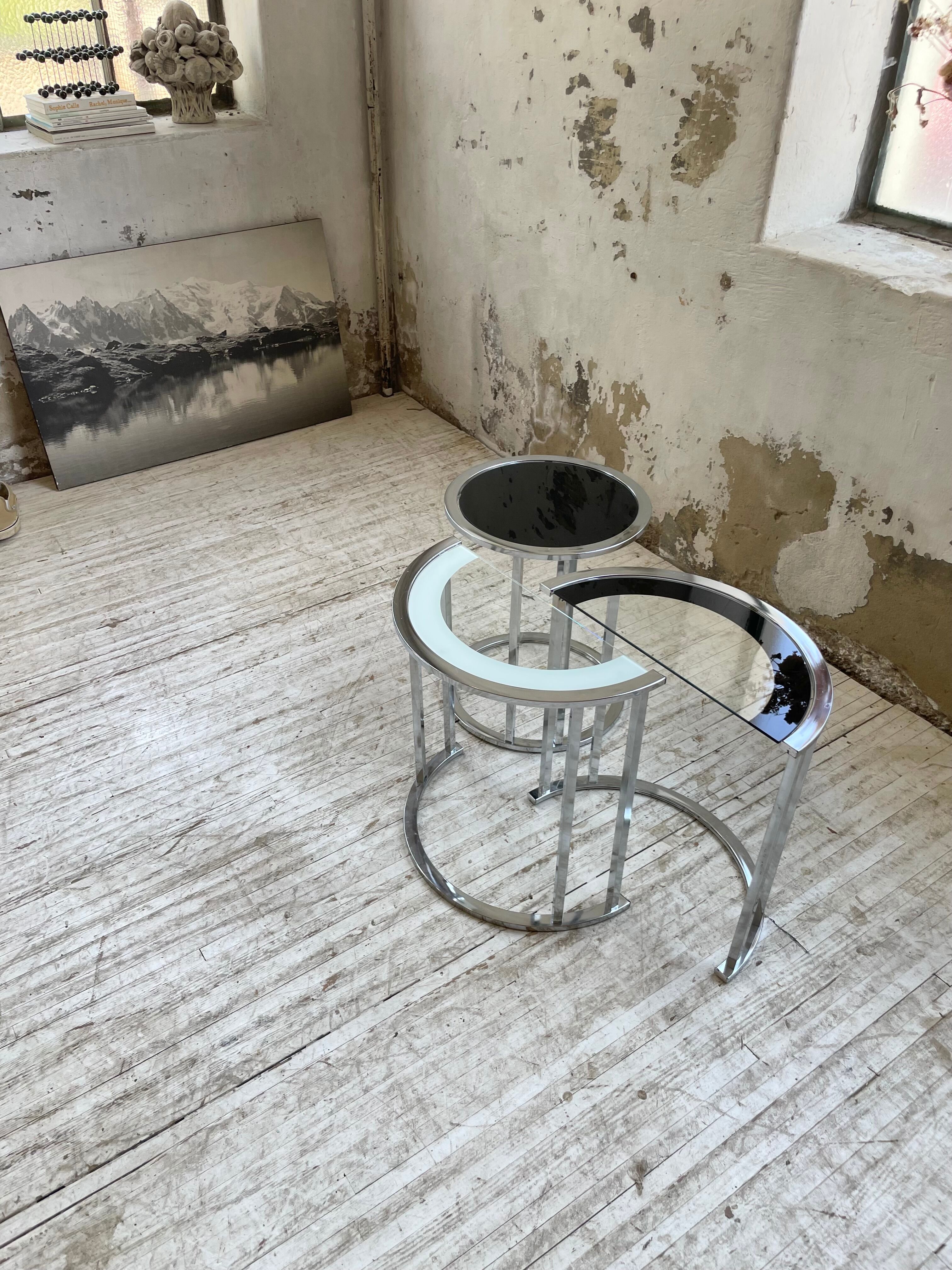 Trio of 70s chrome consoles