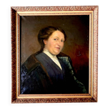 Portrait of a woman, oil painting on canvas with wooden molded frame